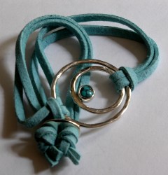 Bracciale argento con doppio cerchio con turchese